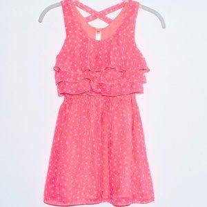 Cherokee Bright Neon Pink Polka-Dot Sleeveless Dress - Medium (7/8)